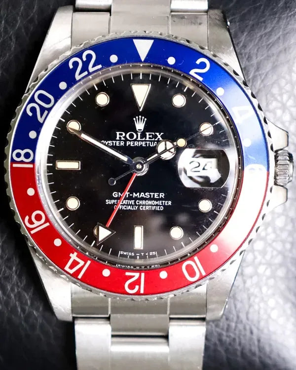 Rolex GMT-Master "Pepsi" 40MM Black Dial Steel Bracelet (16750)