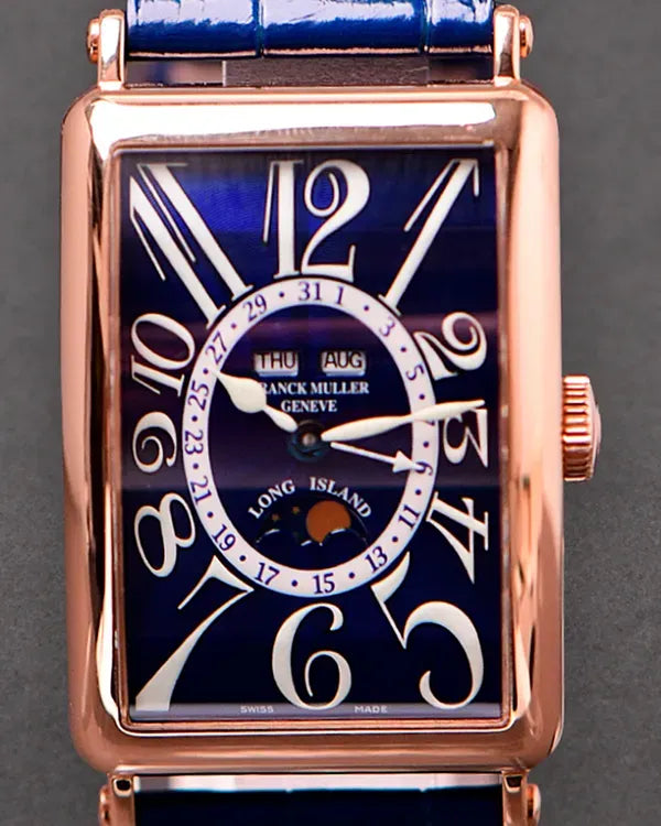 Franck Muller Long Island Master Calendar 32MM Blue Dial Leather Strap (1200 MCL)