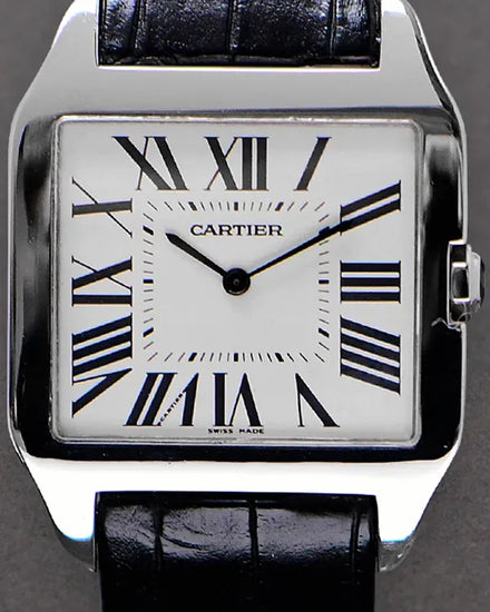 Cartier Santos Dumont 35MM Silver Dial Leather Strap (W2007051)