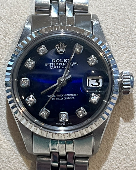Rolex Oyster Perpetual Lady Date 26MM Aftermarket Blue Dial Jubilee Bracelet (6517)