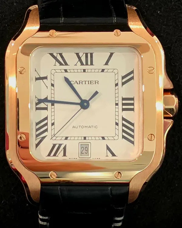 2025 Cartier Santos De Cartier 39.8MM White Dial Leather Strap (WGSA0019)