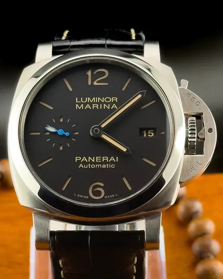 2017 Panerai Luminor Marina 1950 3 Days 42MM Black Dial Leather Strap (PAM01392)