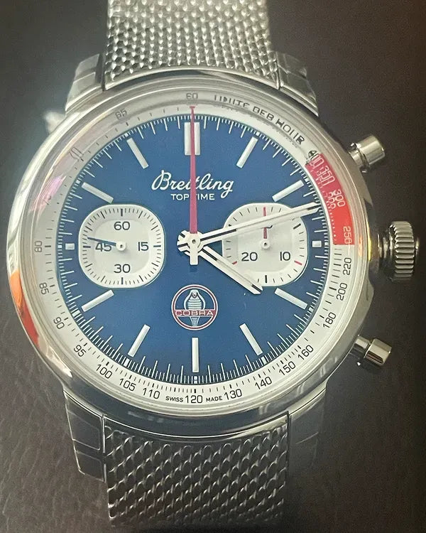 No Reserve - 2023 Breitling Top Time B01 "Shelby Cobra" 41MM Blue Dial Steel Bracelet (AB0176)