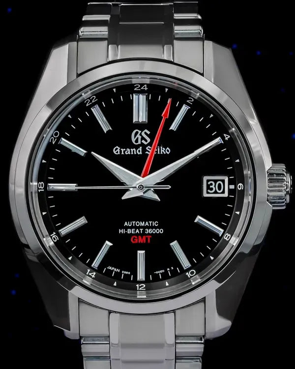 Grand Seiko Heritage Hi-Beat 36000 GMT 40MM Black Dial Steel Bracelet (SBGJ203)