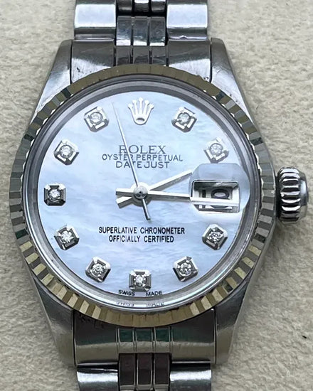 Rolex Oyster Perpetual Lady Date 26MM Aftermarket Mother Of Pearl Dial Jubilee Bracelet (6517)