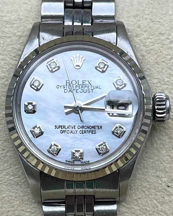 Rolex Oyster Perpetual Lady Date 26MM Aftermarket Mother Of Pearl Dial Jubilee Bracelet (6517)