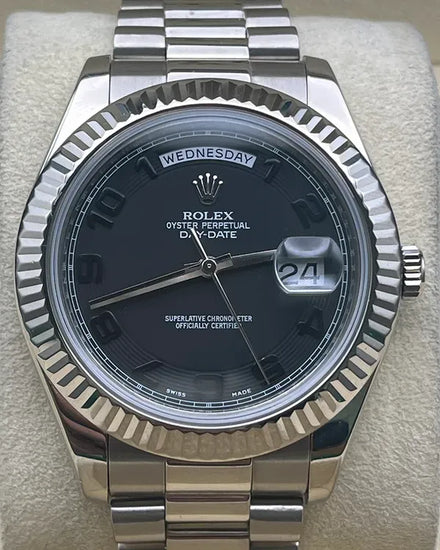Rolex Day-Date II 41MM Grey Dial White Gold President Bracelet (218239)