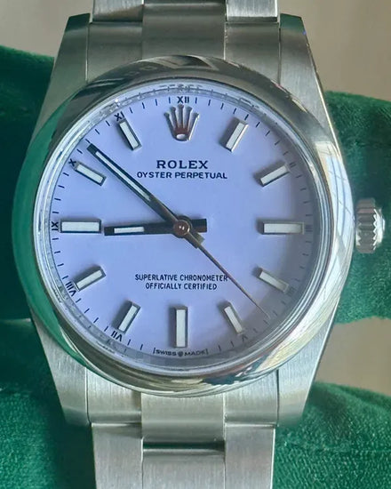 2025 Rolex Oyster Perpetual 34MM Lavender Dial Oyster Bracelet (124200)