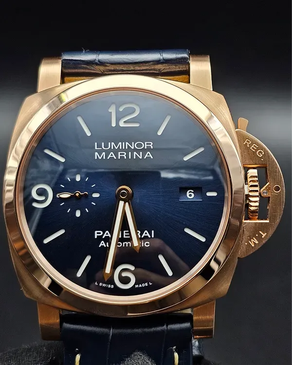 2022 Panerai Luminor Marina Goldtech 44MM Blue Dial Leather Strap (PAM01112)
