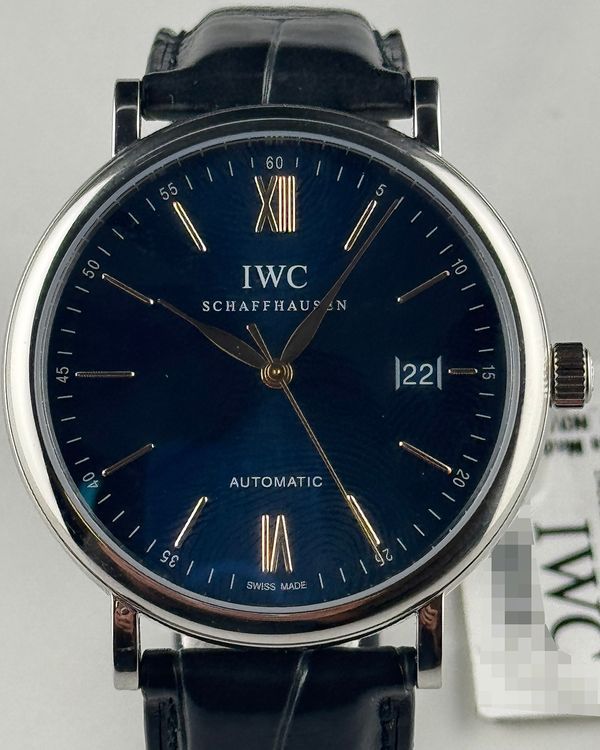 2021 IWC Schaffhausen Portofino 40MM Blue Dial Leather Strap (IW356523)