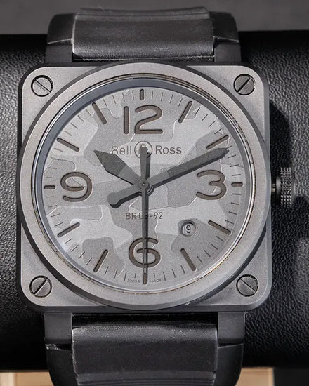 Bell & Ross BR 03 42MM Black "Camo" Dial Aftermarket Rubber Strap (BR0392-CAMO-CE/SRB)