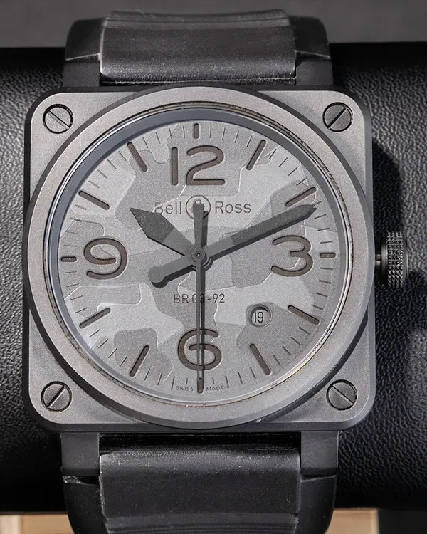 Bell & Ross BR 03 "Black Camo" 42MM Black Dial Aftermarket Rubber Strap (BR0392-CAMO-CE/SRB)