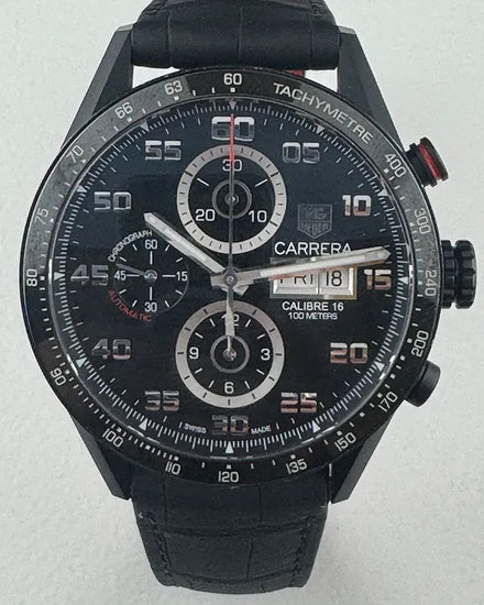 2017 Tag Heuer Carrera Calibre 16 43MM Black Dial Leather Strap (CV2A81)