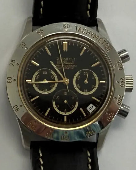Rare Zenith Chronograph El Primero "de Luca II" L.E. 40MM Blue Dial Aftermarket Leather Strap (01.0302.400)