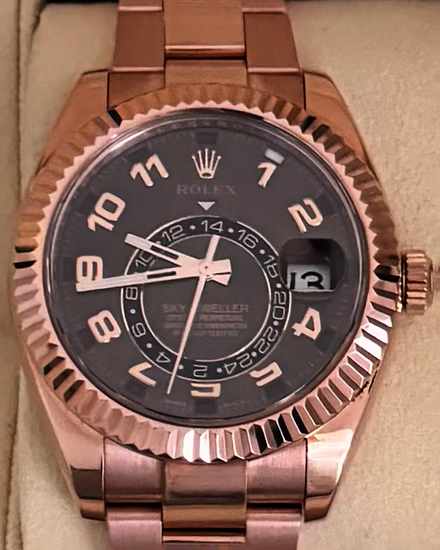 2017 Rolex Sky-Dweller 42MM Chocolate Dial Rose Gold Oyster Bracelet (326935)