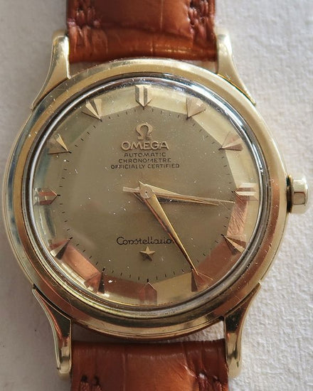 Omega Constellation 35MM Champagne Dial Aftermarket Leather Strap (2852)