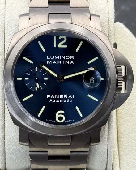 2008 Panerai Luminor Marina 40MM Blue Dial Titanium Bracelet (PAM00283)