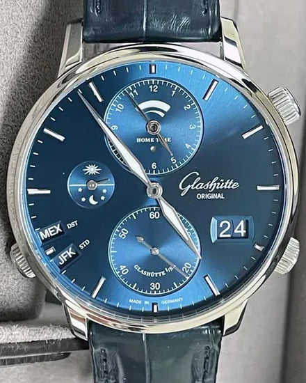 2023 Glashütte Original Senator Cosmopolite 44MM Blue Dial Leather Strap (1-89-02-05-02-30)