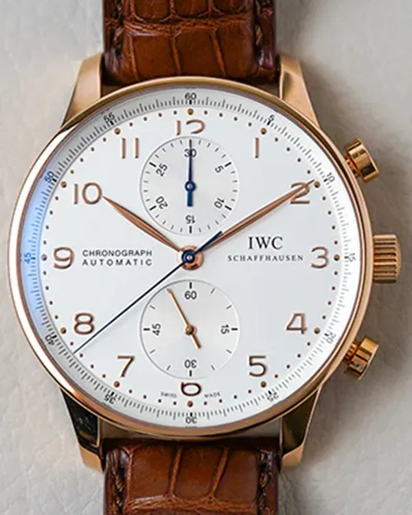 2016 IWC Schaffhausen Portugieser Chronograph 40.9MM Silver Dial Leather Strap (IW371480)