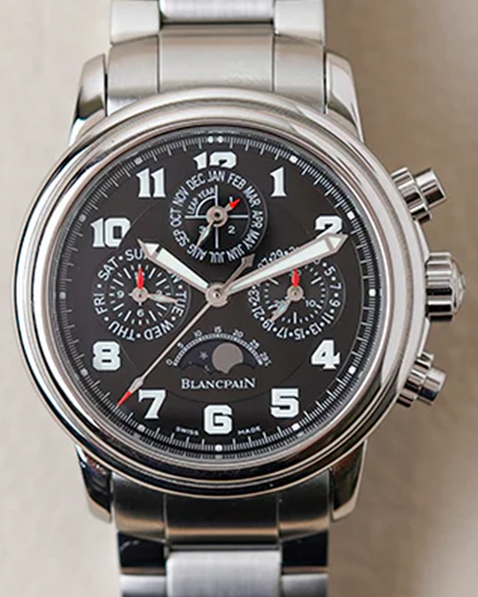 Blancpain Leman Flyback Perpetual Calendar Chronograph 38MM Black Dial Steel Bracelet (2585F-1140-71)