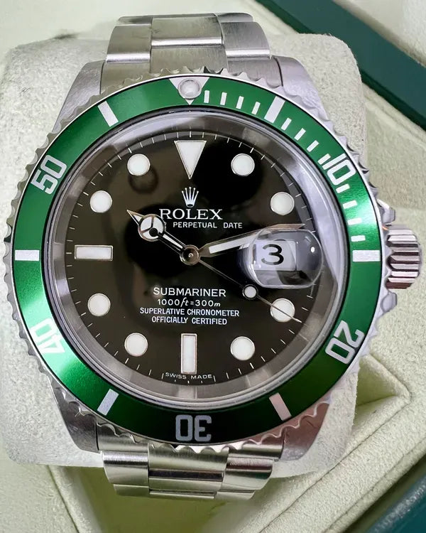 2006 (D Serial) Rolex Submariner Date "Kermit" 40MM Black Dial Oyster Bracelet (16610LV)