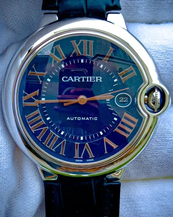 Cartier Ballon Bleu 42MM Blue Dial Leather Strap (WSBB0025)