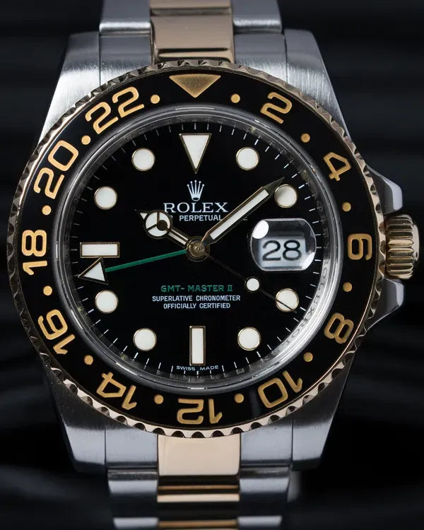 2008 Rolex GMT-Master II 40MM Black Dial Two-Tone Oyster Bracelet (116713LN)