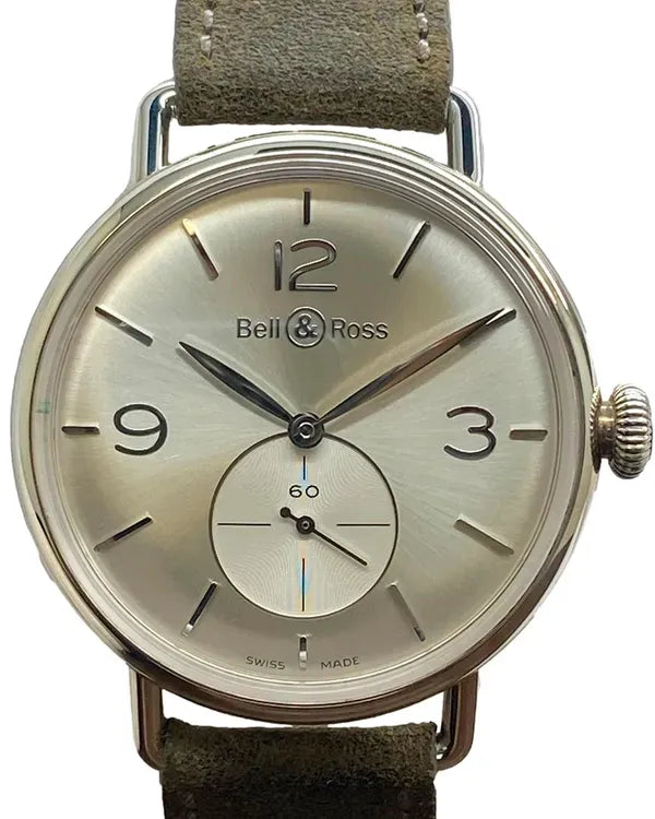 Bell & Ross WWI Military Argentium Ruthenium 41MM Silver Dial Leather Strap (BRWW1-ME-AG)