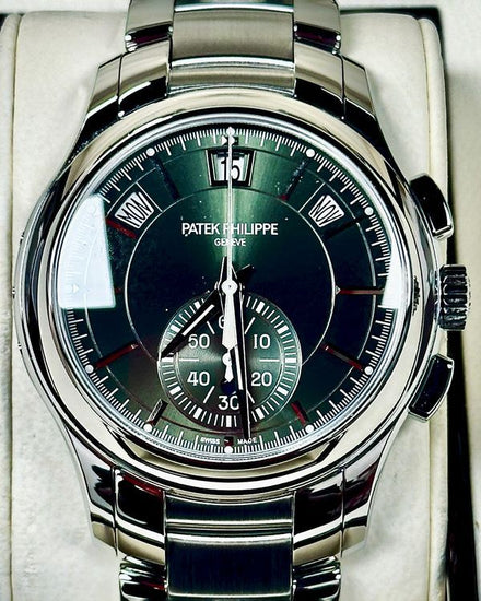 2021 Patek Philippe Annual Calendar Chronograph 42MM Green Dial Steel Bracelet (5905/1A-001)