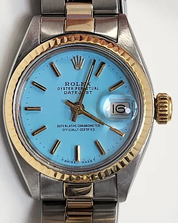 Rolex Lady-Datejust 26MM Blue Dial Two-Tone Oyster Bracelet (6917)