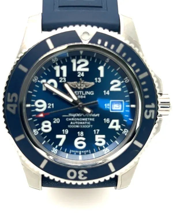 No Reserve - Breitling Superocean II 44MM Blue Dial Rubber Strap (A17392D81C1S1)