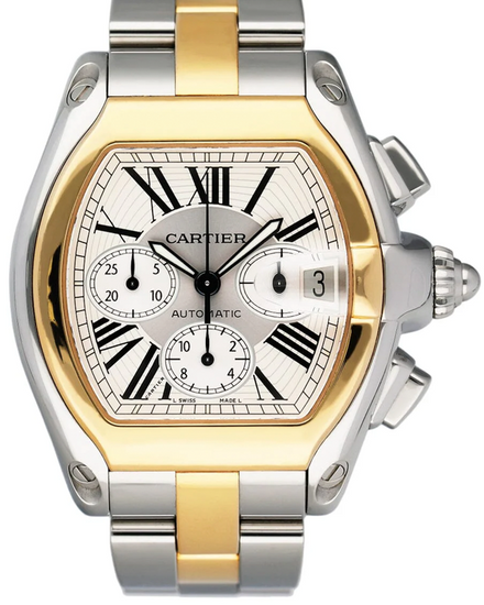 Cartier Roadster XL Chronograph 43MM Silver Dial Two-Tone Bracelet (W62027Z1)