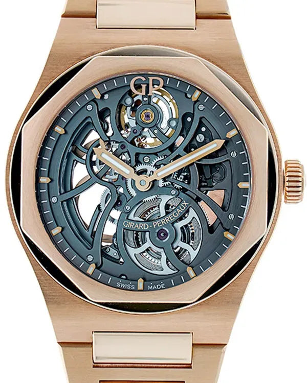Girard Perregaux Laureato 42MM Skeleton Dial Rose Gold Bracelet (81015-52-002-52A)