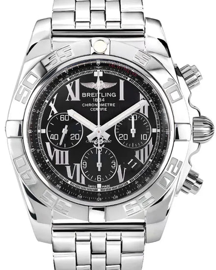 2010 Breitling Chronomat 44MM Black Dial Steel Bracelet (AB0110)