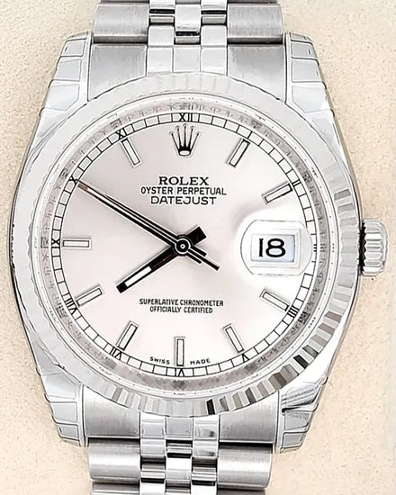 2012 Rolex Datejust 36MM Silver Dial Super Jubilee Bracelet (116234)