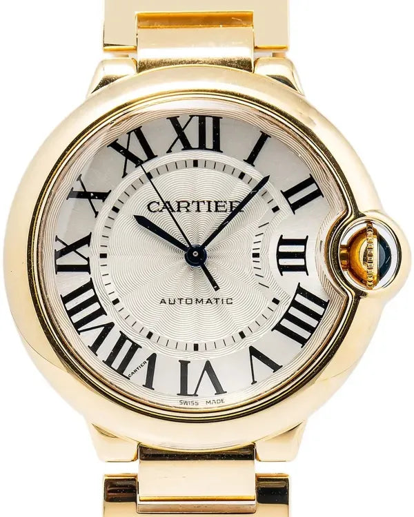 Cartier Ballon Bleu 36MM Silver Dial Yellow Gold Bracelet (W6900322)