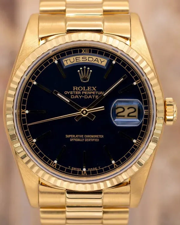 Rolex Day-Date 36MM Blue Dial Yellow Gold President Bracelet (18238)