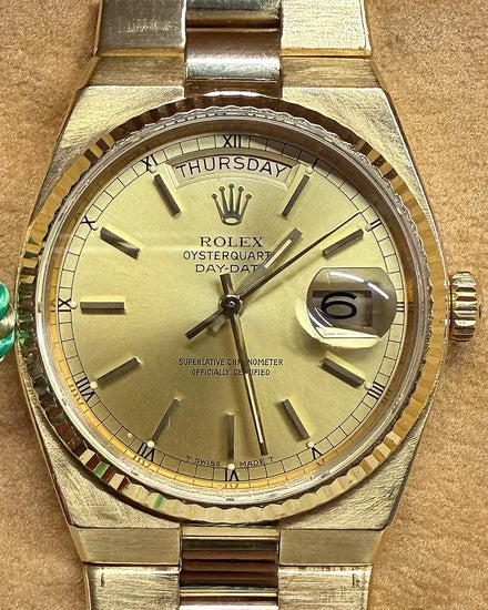 Rolex Day-Date Oysterquartz 36MM Quartz Champagne Dial Yellow Gold Oyster Bracelet (19018)