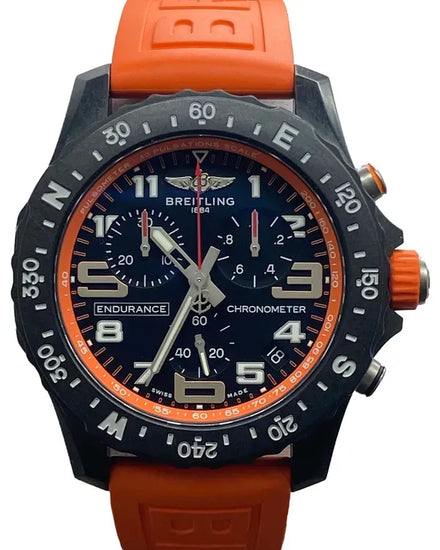 Breitling Endurance Pro 44MM Quartz Black Dial Rubber Strap (X82310)
