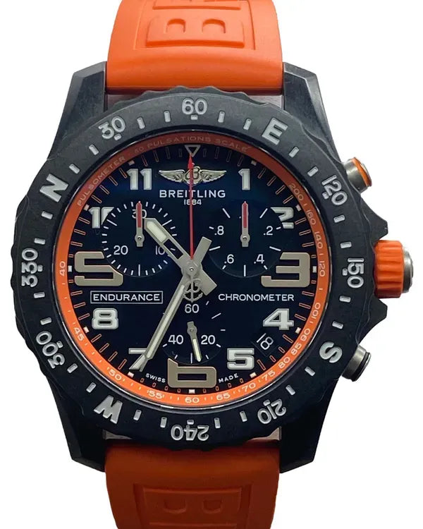 Breitling Endurance Pro 44MM Quartz Black Dial Rubber Strap (X82310)