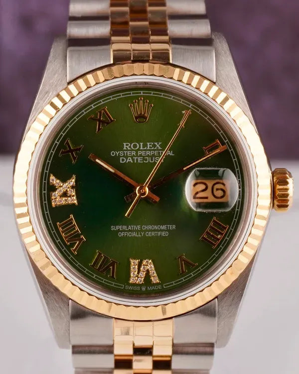 Rolex Datejust 36MM Aftermarket Green Dial Two-Tone Jubilee Bracelet (16013)