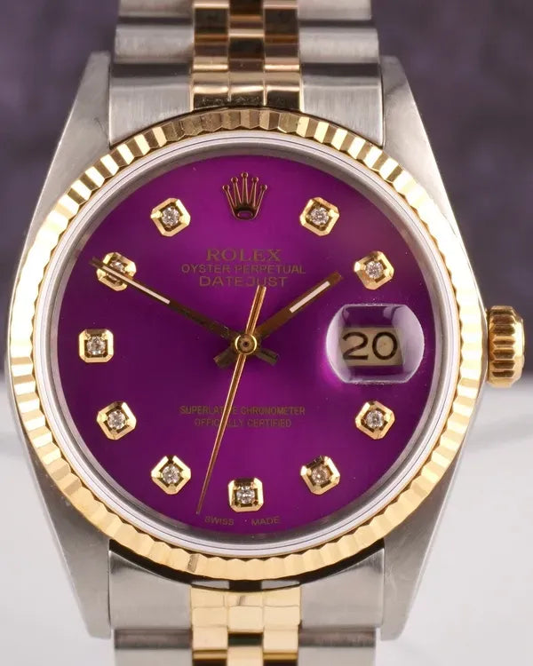 Rolex Datejust 36MM Aftermarket Purple Dial Aftermarket Two-Tone Bracelet (16013)