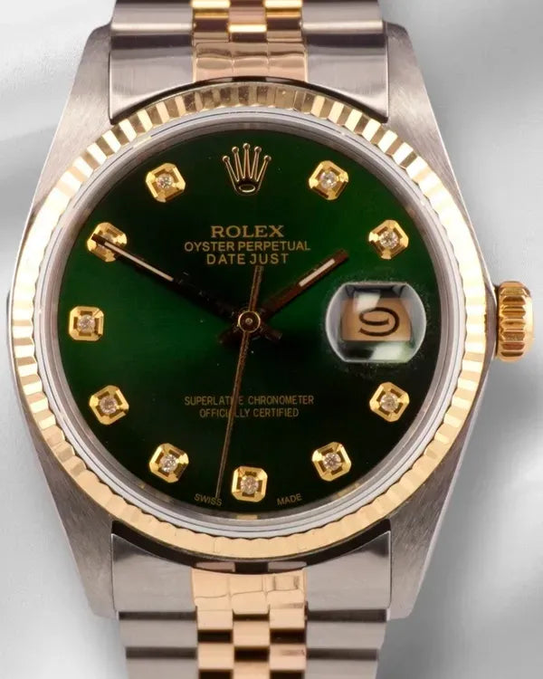 Rolex Datejust 36MM Aftermarket Green Dial Aftermarket Two-Tone Bracelet (16013)