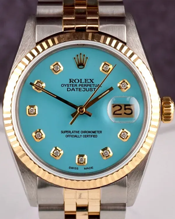 Rolex Datejust 36MM Aftermarket Blue Dial Aftermarket Two-Tone Jubilee Bracelet (16013)