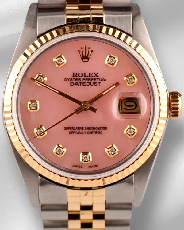 Rolex Datejust 36MM Aftermarket Mother of Pearl Dial Aftermarket Two-Tone Bracelet (16013)