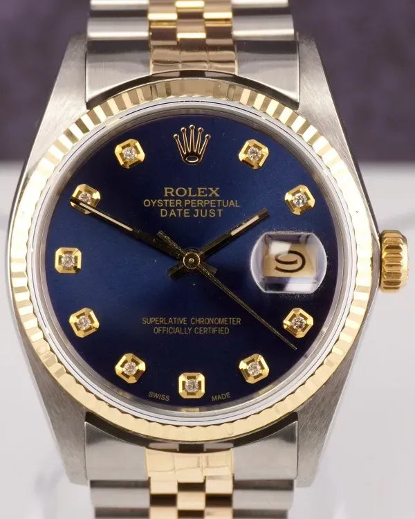 Rolex Datejust 36MM Aftermarket Blue Dial Aftermarket Two-Tone Jubilee Bracelet (16013)