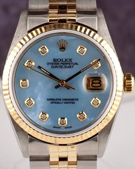 Rolex Datejust 36MM Aftermarket Mother of Pearl Dial Aftermarket Two-Tone Jubilee Bracelet (16013)