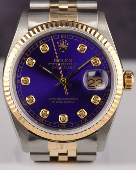 Rolex Datejust 36MM Aftermarket Blue Dial Aftermarket Two-Tone Jubilee Bracelet (16013)