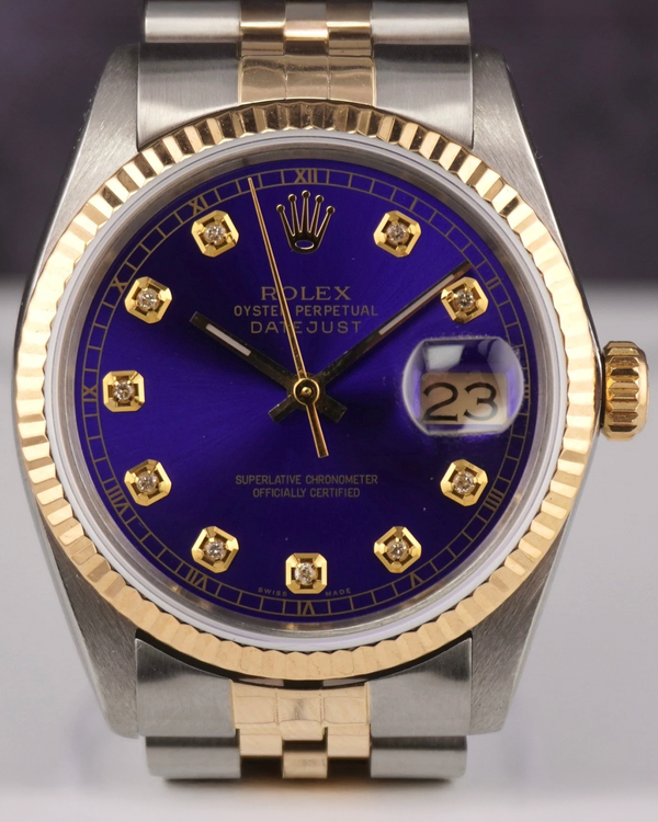Rolex Datejust 36MM Aftermarket Blue Dial Aftermarket Two-Tone Jubilee Bracelet (16013)