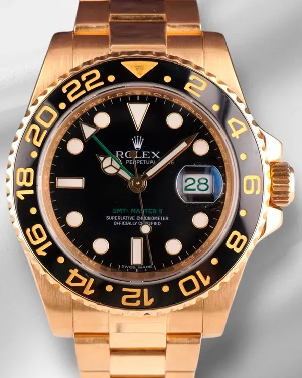 Rolex GMT-Master II 40MM Black Dial Yellow Gold Oyster Bracelet (116718)
